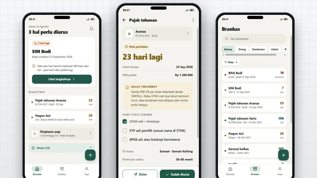 Layar aplikasi mobile offline-first