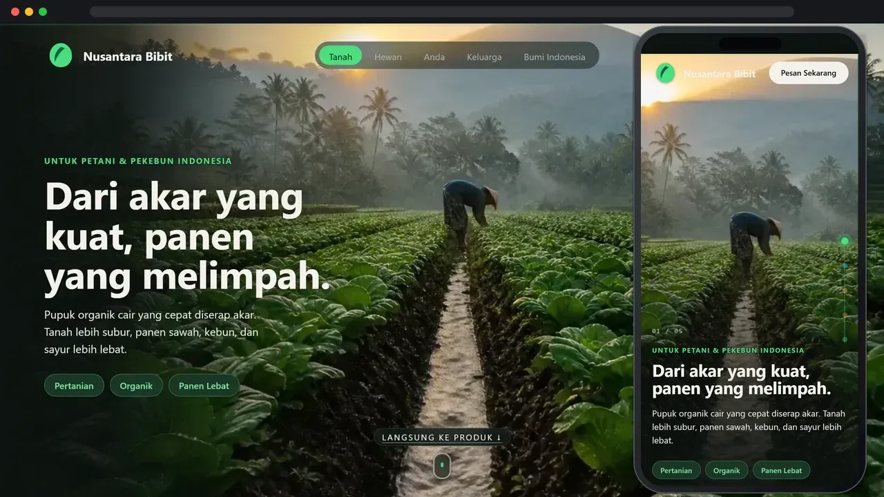 Tampilan penuh layar responsif desktop dan smartphone